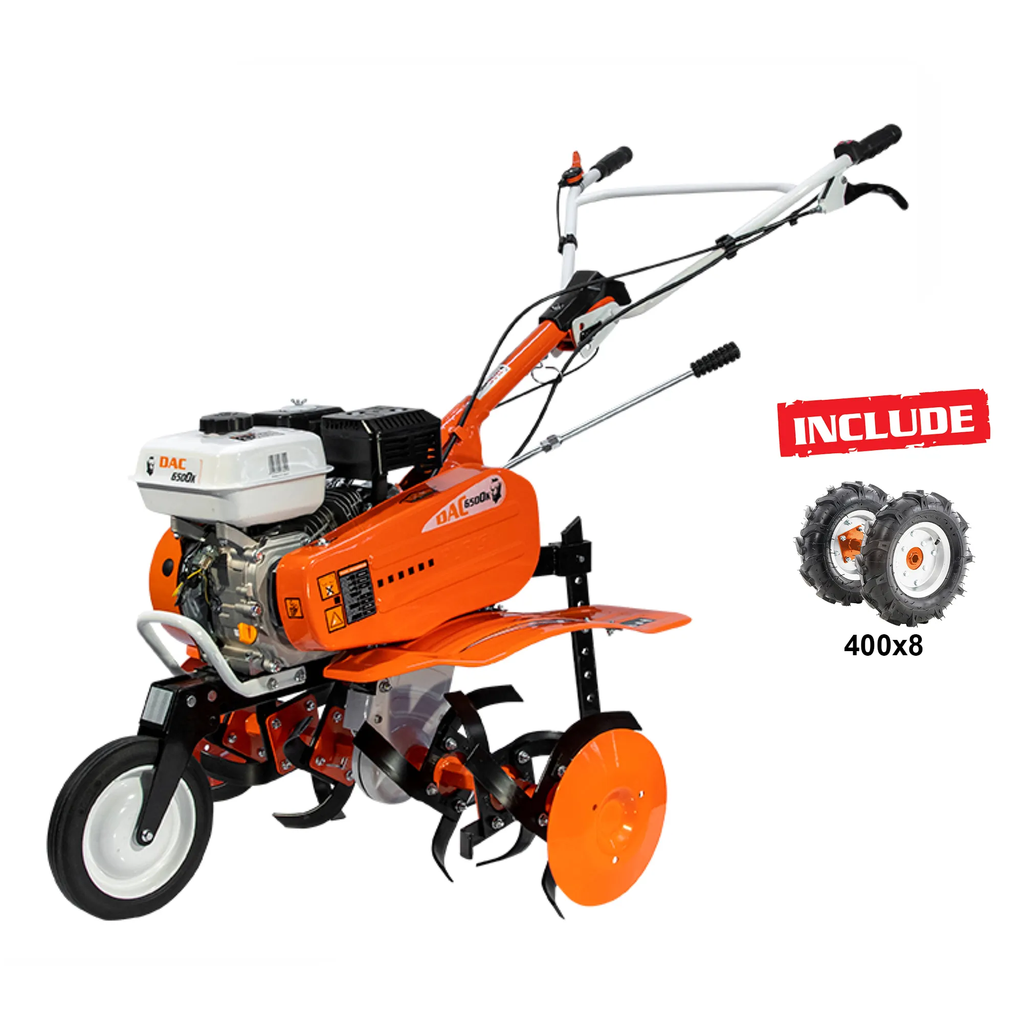 Casa, Gradina & Bricolaj - Motosapa pe benzina Ruris Dac 6500K, putere 7 CP, 208 CC, 4 timpi, 2+1 viteze, 29 cm adancime lucru, 83 cm latime lucru,contine roti cauciuc, portocaliu