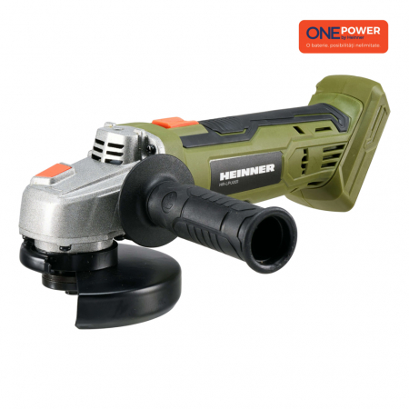 Polizoare & Slefuitoare - Polizor unghiular pe acumulator Heinner HR-LPU001, 18 V, 9500 RPM, 125 mm diametru disc, tehnologie OnePower, fara acumulator/incarcator,Verde
