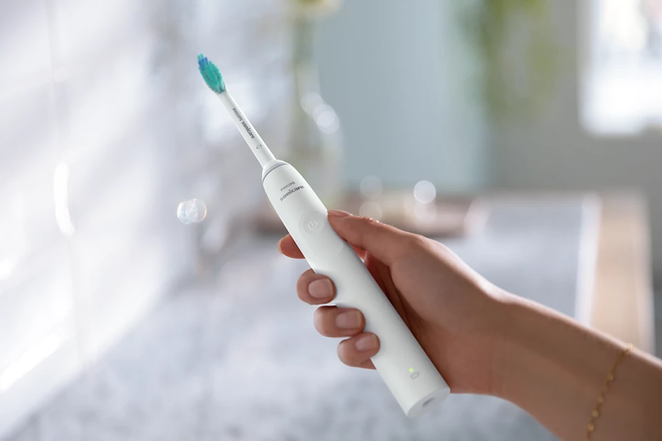 Ingrijire personala - Periuta de dinti sonica electrica Philips Sonicare Seria 2100 HX3651/13, 31000 miscari/minut, Cronometru Quadpacer si SmarTimer, Design ergonomic subţire, 1 capat de periere, Alb