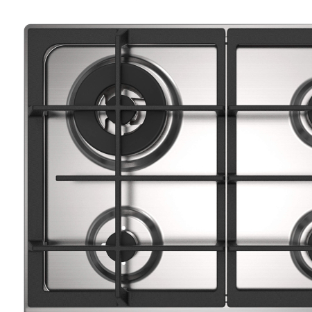 Plite pe gaz incorporabile - Plita incorporabila Master Kitchen MKHG 6031ED-TCXS, Gaz, 4 arzatoare, Gratare fonta, Arzator wok, Aprindere electrica integrata, Sistem siguranta, 60 cm, Inox