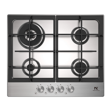 Plite pe gaz incorporabile - Plita incorporabila Master Kitchen MKHG 6031ED-TCXS, Gaz, 4 arzatoare, Gratare fonta, Arzator wok, Aprindere electrica integrata, Sistem siguranta, 60 cm, Inox