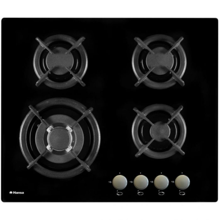 Incorporabile - Plita incorporabila Hansa BHGI63112035, Gaz, 4 arzatoare, Aprindere electrica, 60 cm, Sticla neagra