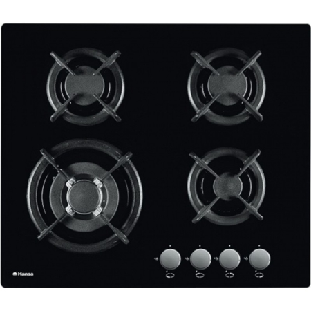 Incorporabile - Plita incorporabila Hansa BHKS6113, Gaz, 4 arzatoare gaz, Aprindere electrica, 60 cm, Sticla neagra