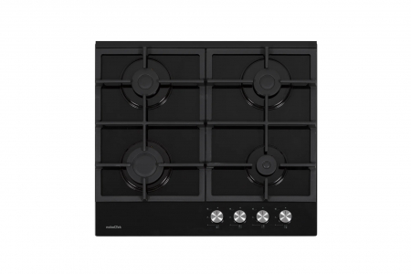 Plita incorporabila Nobeltek NHBG-6421BKF, aprindere buton, sticla neagra, gratar fonta, Negru