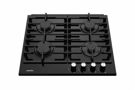 Plita incorporabila Nobeltek NHBG-6421BKF, aprindere buton, sticla neagra, gratar fonta, Negru