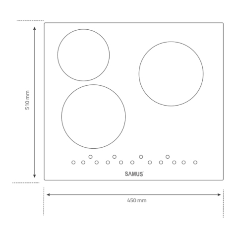 Plita incorporabila vitroceramica Samus PSVE-43BMG3, 3 Arzatoare, Latime 45 cm, Touch Control, Timer digital, Setari putere in 9 trepte, Sticla ceramica neagra mata