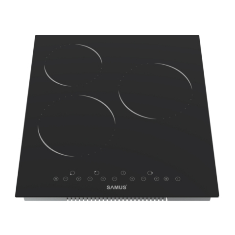 Plita incorporabila vitroceramica Samus PSVE-43BMG3, 3 Arzatoare, Latime 45 cm, Touch Control, Timer digital, Setari putere in 9 trepte, Sticla ceramica neagra mata