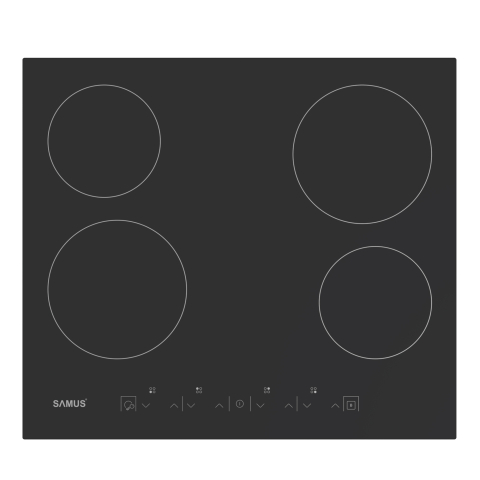 Electrocasnice & Climatizare - PLITA INCORPORABILA VITROCERAMICA SAMUS PSVE-64BMG4, LATIME 60 CM, 4 ARZATOARE, TOUCH CONTROL, TIMER, SETARI PUTERE IN 9 TREPTE, STICLA CERAMICA, NEGRU MAT