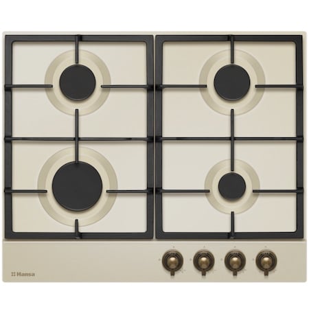 Incorporabile - Plita pe gaz Hansa BHGY630390, 4 arzatoare, supapa de siguranta, design retro, 59 cm, Bej