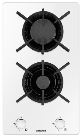 Incorporabile - Plita incorporabila Hansa BHKW310300, Gaz, 2 arzatoare, Aprindere electrica, Gratar fonta, Alb