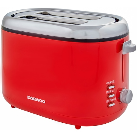 Prajitor de paine Daewoo DBT70R, 900 W, functie reincalzire, functie decongelare, carcasa Cool Touch, Rosu