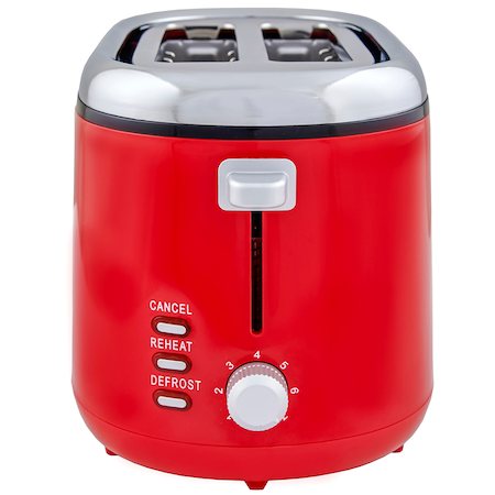 Prajitor de paine Daewoo DBT70R, 900 W, functie reincalzire, functie decongelare, carcasa Cool Touch, Rosu