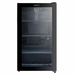 Minibar - RĂCITOR DE BĂUTURI HEINNER HBC-M93BKE, 93 L, CLASA E, LUMINĂ LED, 3 RAFTURI DIN STICLĂ, CONTROL MECANIC CU TERMOSTAT AJUSTABIL, NEGRU