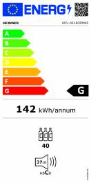 Racitor de vinuri - RACITOR DE VINURI HEINNER HRV-A118DRM40, 118 L, CLASA G, 40 STICLE 750 ML, DISPLAY LED, 5+1 RAFTURI METALICE CROMATE, USA REVERSIBILA NEGRU