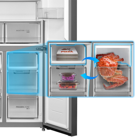 Side by Side Toshiba GR-RF677WI-PMJ(06), volum net total 515L, clasa E, NoFrost, System PureAir, Moisture Zone, Flexible Zone, Origin Inverter, Wi-fi Control, Display Exterior, design Morandi Grey [3]