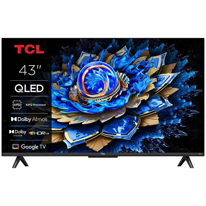 TELEVIZOR QLED SMART TCL 43T69C, DIAGONALA 108 CM, ULTRA HD / 4K, CLASA G, SISTEM OPERARE GOOGLE TV, TEHNOLOGIE HDR, DOLBY ATMOS, CHROMECAST, T-CAST, GAME MODE, NEGRU [2]