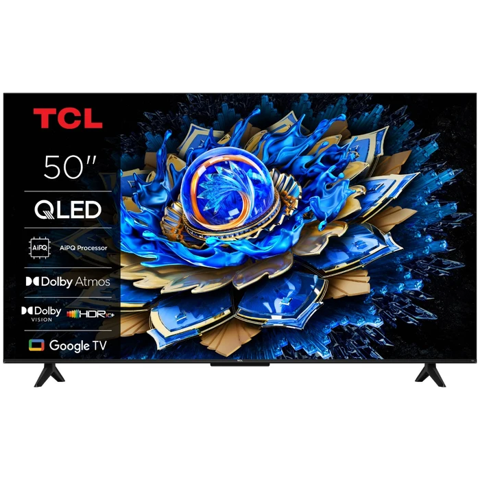 TELEVIZOR QLED SMART TCL 50T69C, DIAGONALA 126 CM, ULTRA HD / 4K, CLASA F, SISTEM OPERARE GOOGLE TV, TEHNOLOGIE HDR, DOLBY ATMOS, CHROMECAST, T-CAST, GAME MODE, NEGRU [2]