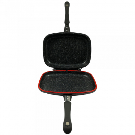 Casa, Gradina & Bricolaj - Tigaie grill dublu Samus TOL3232-GC TOLEDO LINE, dreptunghiulara, aluminiu turnat, 32 x 25 x 7 cm, Negru