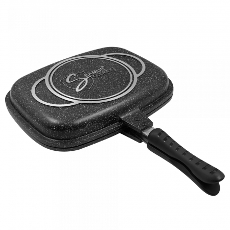 Tigaie grill dublu Samus TOL3232-GC TOLEDO LINE, dreptunghiulara, aluminiu turnat, 32 x 25 x 7 cm, Negru [3]