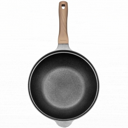 Tigaie wok Neoklein WOK30-Gold, diametru 28 cm, aluminiu turnat, invelis anti-aderent, Auriu