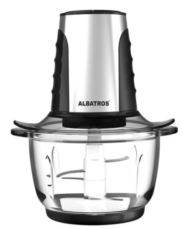 Blendere & Tocatoare - Tocator de legume Albatros TC500X,500 W,2 viteze,vas tocare din sticla 1.2 l,Conectori metalici,2 cuČ›ite duble detaČ™abile,Negru/Inox
