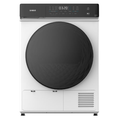 Electrocasnice & Climatizare - USCĂTOR DE RUFE CU POMPĂ DE CĂLDURĂ SAMUS SWDP-918, 9 KG, 18 PROGRAME, CLASĂ E, ALB