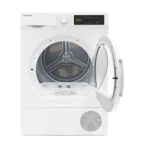 Uscatoare de rufe - USCATOR DE RUFE DAEWOO DDR-VH8A/E, POMPA DE CALDURA, 8 KG, CUVA INOX, HUBLOU STICLA, CLASA E, ALB
