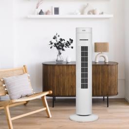 Ventilatoare - VENTILATOR TURN DIGITAL HEINNER HTF-M35WH, 35W, CONTROL TACTIL, INDICATORI LED, TELECOMANDĂ, FUNCȚIE MEMORARE, FUNCȚIE OSCILAȚIE 60°, TIMER 7H, 3 TREPTE DE VITEZĂ, ÎNĂLȚIME 76 CM, ALB