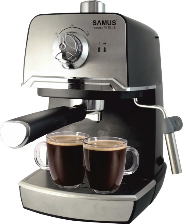 Espressor manual Samus Aroma 20 Black, 20 bari, Dispozitiv spumare, 1.2l , Negru Inox