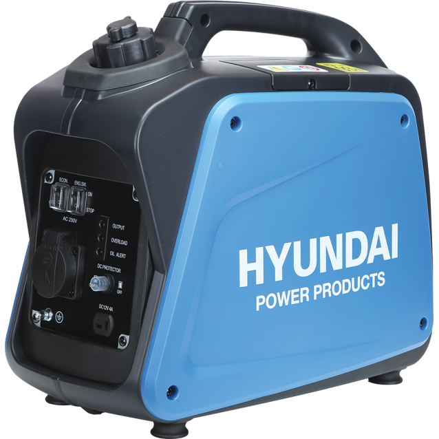 Generator de curent tip inverter Hyundai HY1200XS,putere maxima 1,2 kVA , pornire la sfoara ,capacitate rezervor 3 l, greutate 12 Kg,Negru-Albastru