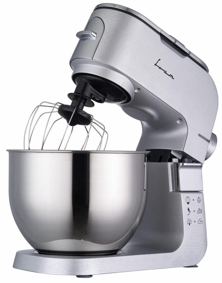 Mixer planetar Fram FPM-K1500M, 1500W, bol inox 6L, 6 viteze si functie Pulse, Argintiu