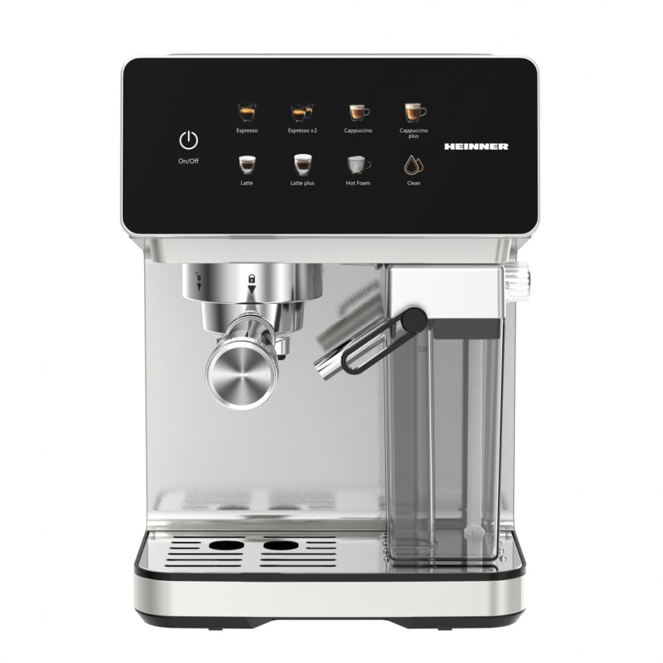 Electrocasnice & Climatizare - ESPRESSOR DIGITAL CU REZERVOR LAPTE HEINNER CREAMYBLEND HEM-LK20DMLK, 1350W, 20 BAR SI POMPA ULKA, ECRAN DIGITAL SI CONTROL TOUCH, SISTEM CONTROL TEMPERATURA