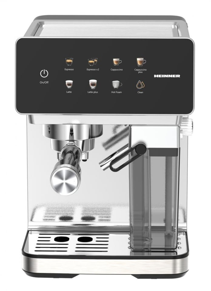 Electrocasnice & Climatizare - ESPRESSOR DIGITAL CU REZERVOR LAPTE HEINNER CREAMYBLEND HEM-LK20DMLK, 1350W, 20 BAR SI POMPA ULKA, ECRAN DIGITAL SI CONTROL TOUCH, SISTEM CONTROL TEMPERATURA