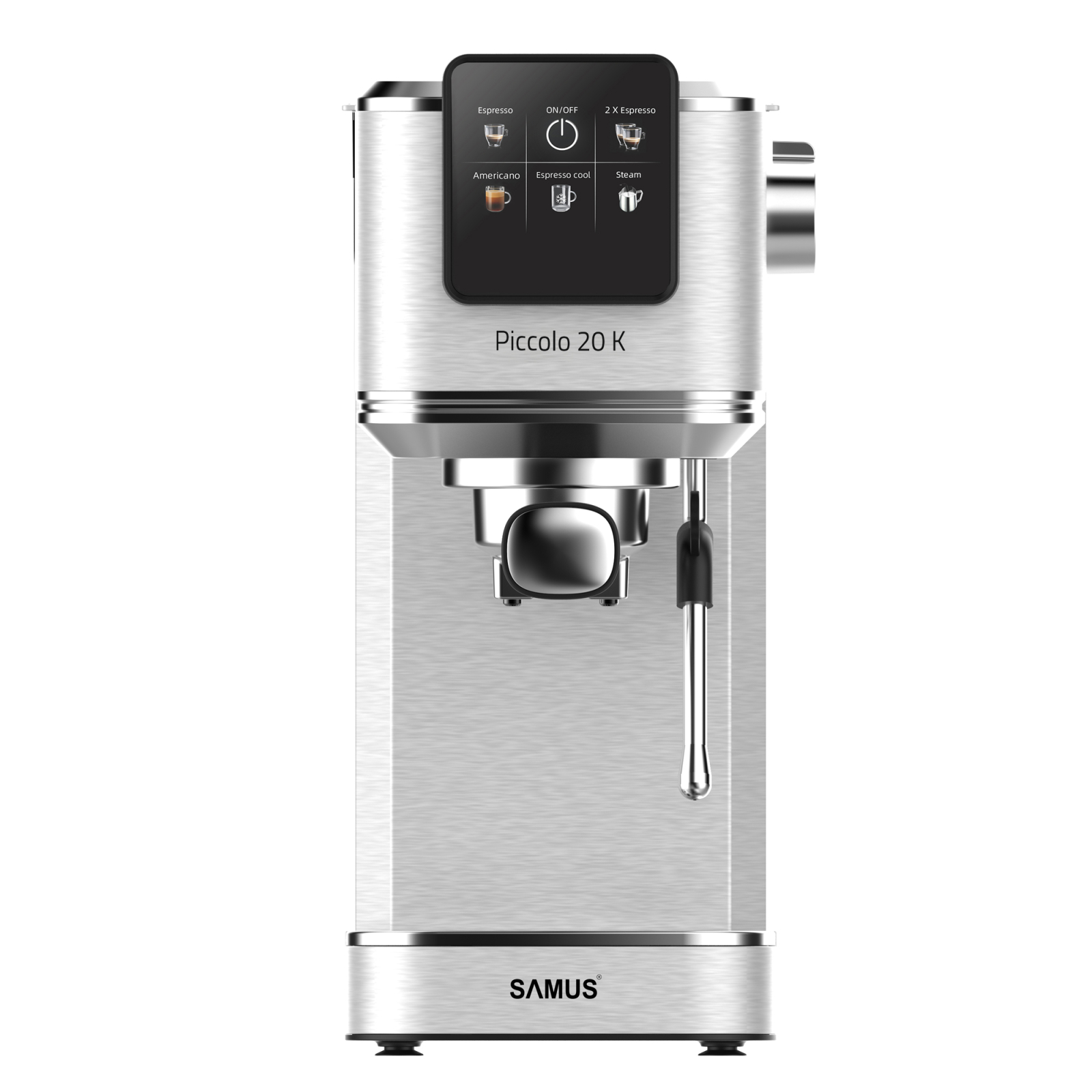 Espressoare - ESPRESSOR SAMUS PICCOLO 20 K, 20 BARI, TOUCH CONTROL, 5 OPȚIUNI CAFEA, REZERVOR APĂ 1.2 L, 1350 W, SISTEM ELECTRONIC DE ÎNCĂLZIRE, CAFEA MĂCINATĂ SAU CAPSULE, DUZĂ ABUR