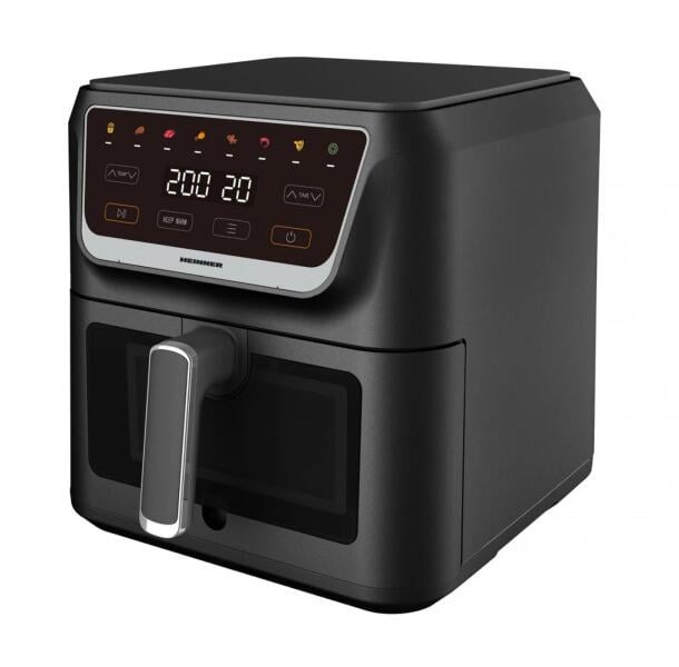 Electrocasnice & Climatizare - Friteuza cu aer cald Heinner CrispPro Chef HAF-H8BK1700, 1700W, capacitate: 8L, display digital, control touch, 8 programe, fereastra supraveghere, negru