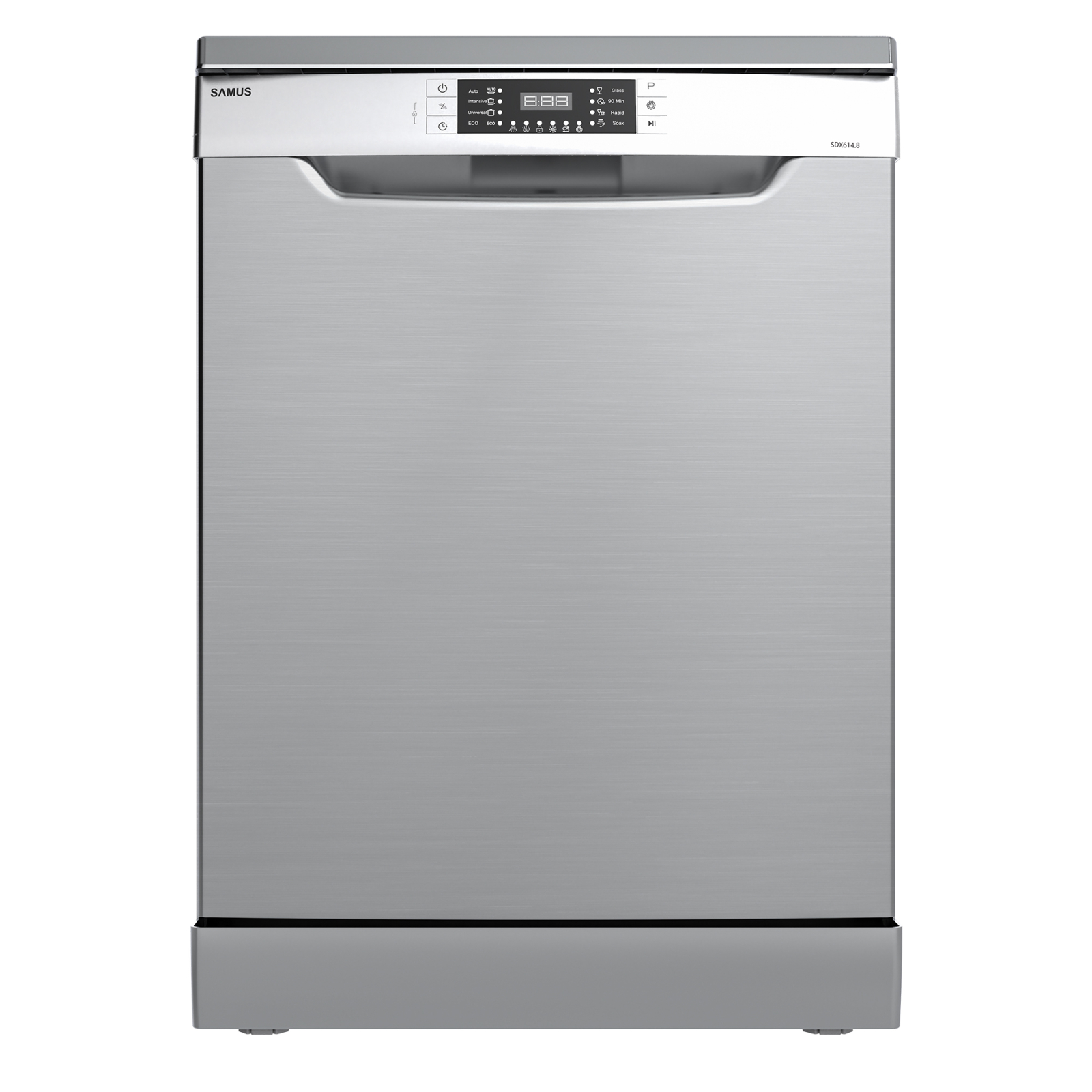 Electrocasnice & Climatizare - MAȘINĂ DE SPĂLAT VASE SAMUS SDX614.8, 14 SETURI, LĂȚIME 60 CM, 8 PROGRAME, CLASĂ ENERGETICĂ E, AFIȘAJ ELECTRONIC, PORNIRE ÎNTÂRZIATĂ, SERTAR PENTRU TACÂMURI, INOX / ARGINTIU