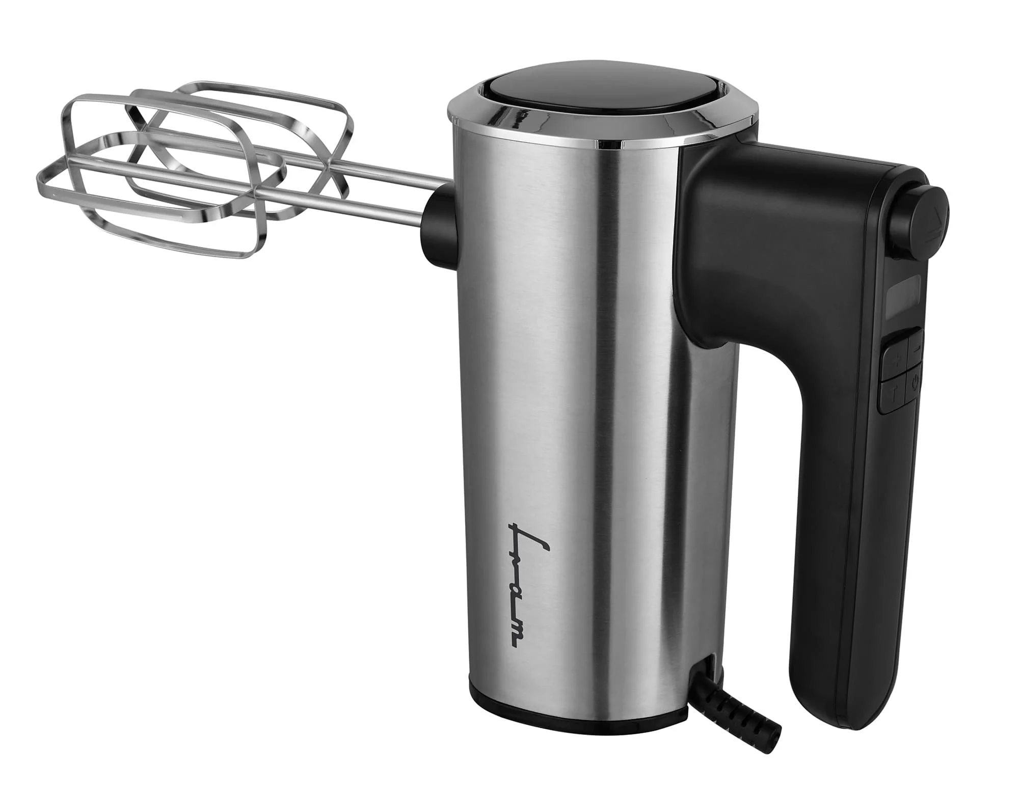Electrocasnice & Climatizare - Mixer de mana Fram FHM-4006DSS, 400 W, 6 Viteze + Turbo, Ecran LCD, Teluri si carlige inox Negru/Inox