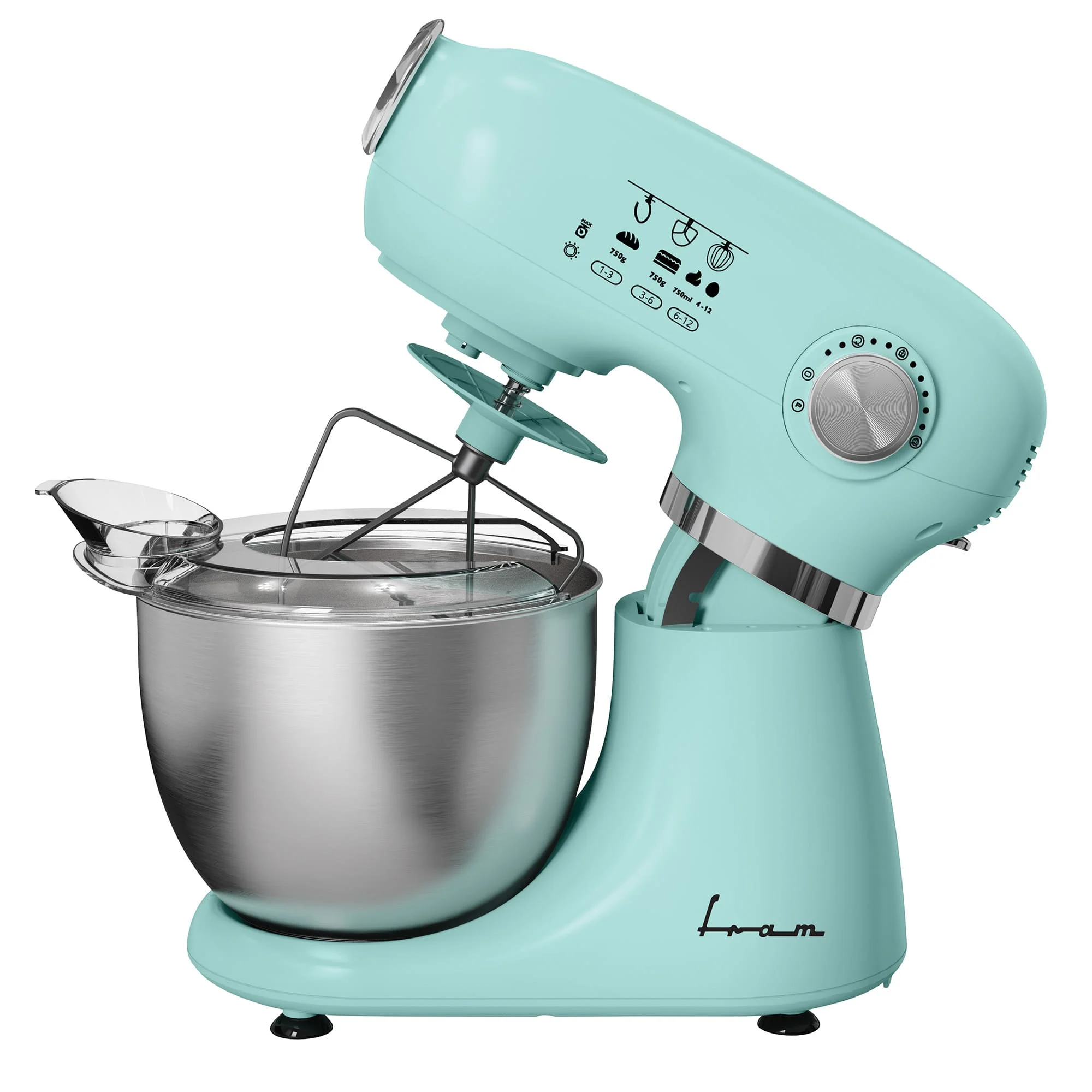 Electrocasnice & Climatizare - Mixer planetar Fram FPM-D1010GR, 1000 W, Bol inox 5 l, 12 viteze + Pulse Verde