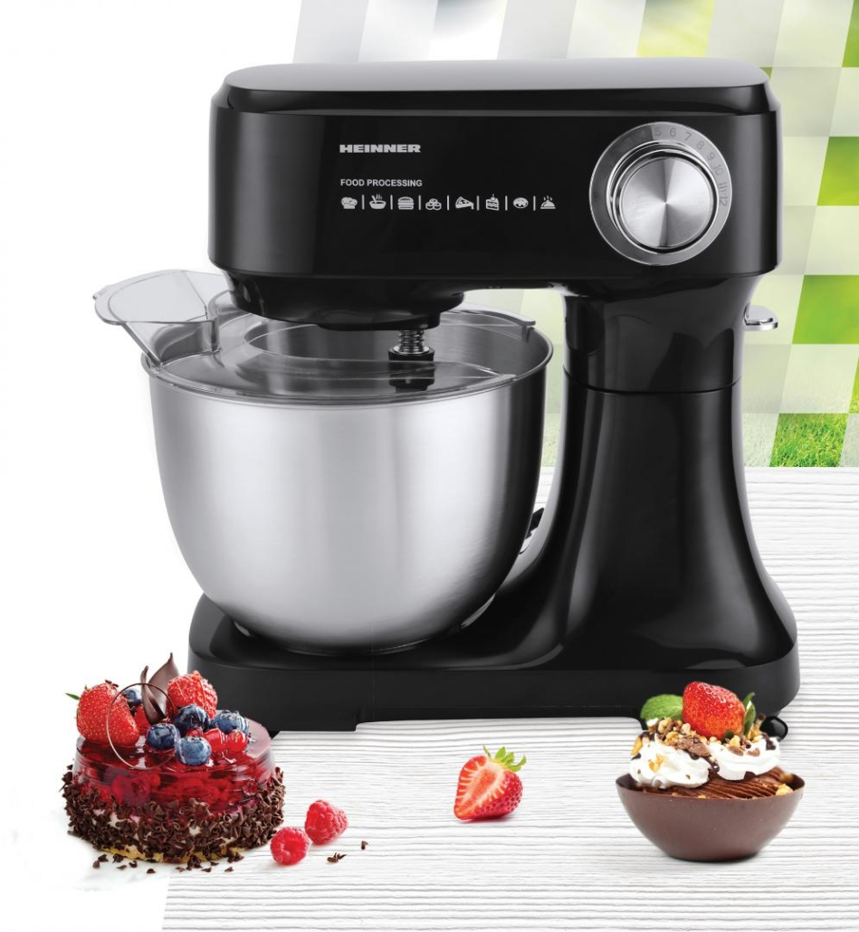 Electrocasnice & Climatizare - Mixer planetar HEINNER HPM-D750BK, 600 W, Bol 3.5 l, 12 viteze Negru