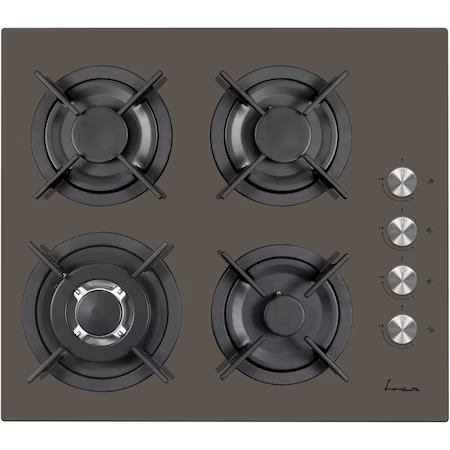 Electrocasnice & Climatizare - Plita incorporabila Fram FBH-V4IWF-GMK, Gaz, 4 Arzatoare, WOK, Gratar fonta, Aprindere electrica, Dsipozitiv de siguranta, Sticla cafeniu