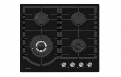 Electrocasnice & Climatizare - Plita incorporabila Heinner HBH-M447IWFGBK, Gaz, 4 arzatoare, Gratar fonta, Wok, Aprindere electrica, Dispozitiv de siguranta, 60 cm, Sticla neagra