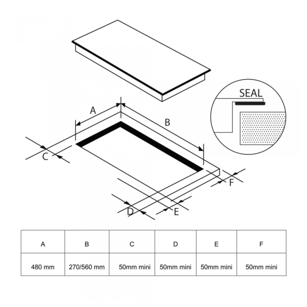 Plite electrice incorporabile - Plita incorporabila inductie Samus PSI-43BG1, latime 45 cm, 5800 W, 3 zone de gatit, Touch control, setari putere in 9 trepte, sticla neagra