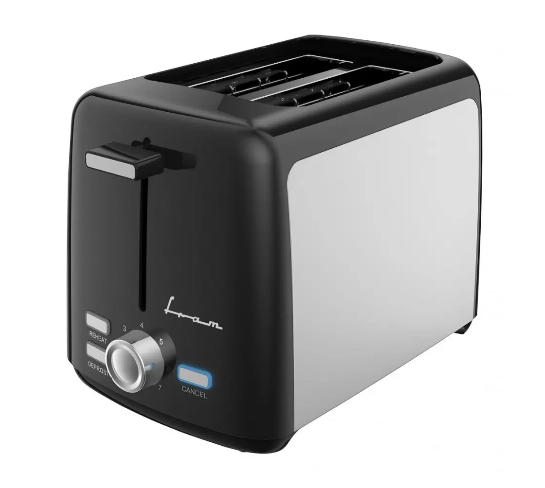 Electrocasnice & Climatizare - Prajitor de paine Fram FTP-8007SSBK, 800 W, 2 felii, 7 niveluri rumenire Negru/Argintiu
