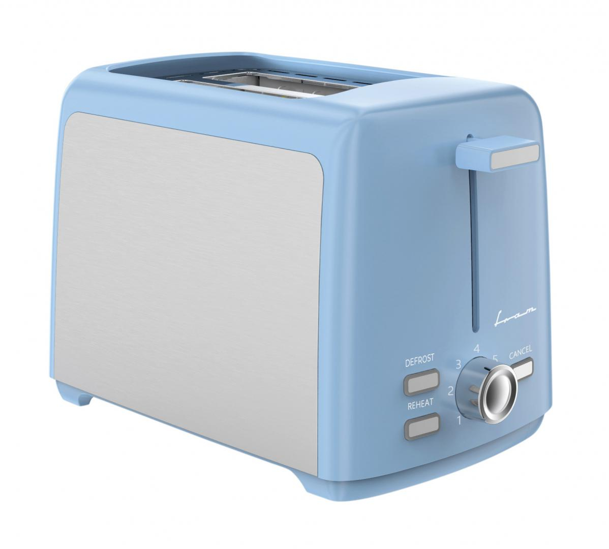 Electrocasnice & Climatizare - Prajitor de paine Fram FTP-8007SSBL, 800 W, 2 felii, 7 niveluri rumenire Albastru/Argintiu