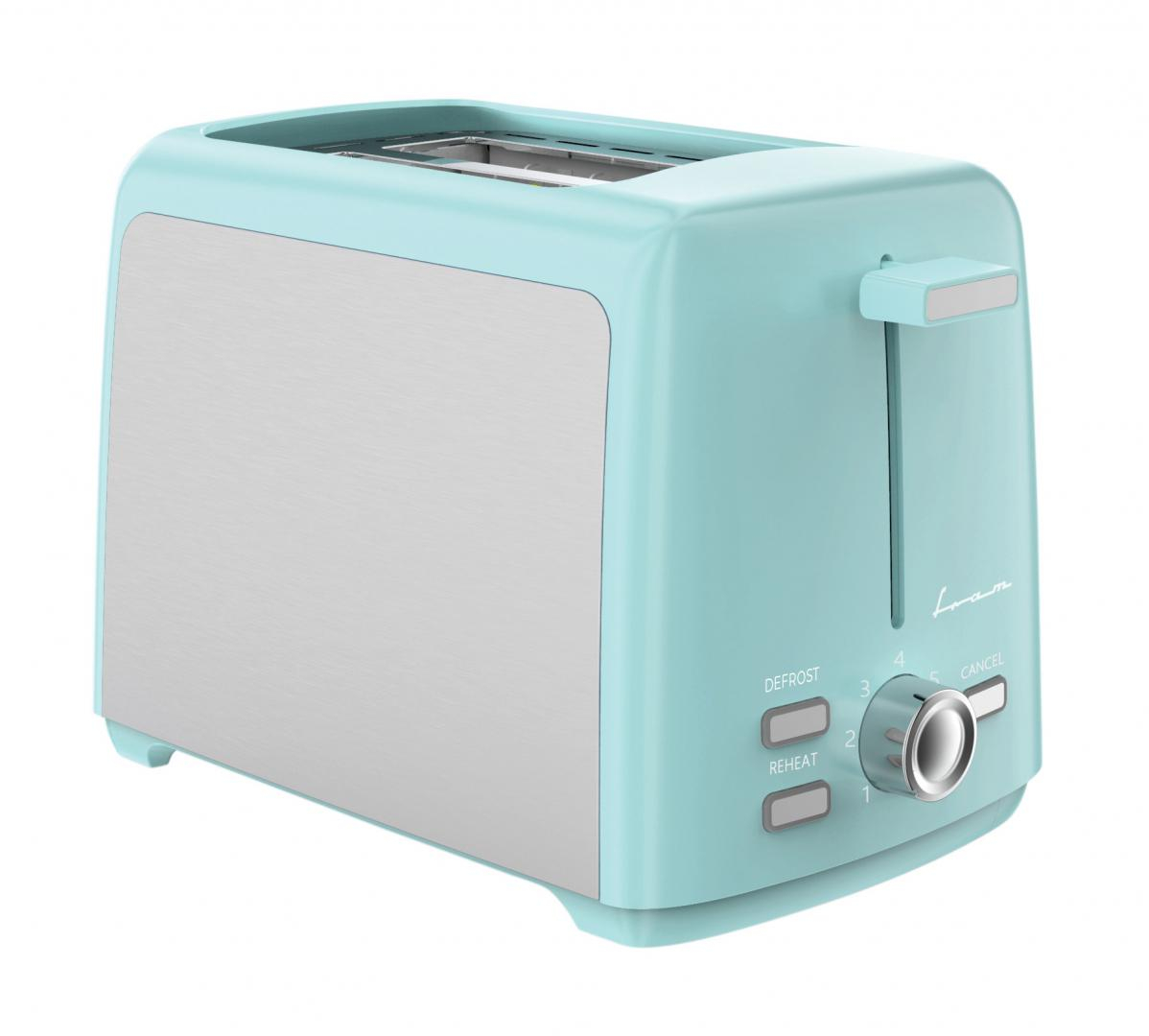 Electrocasnice & Climatizare - Prajitor de paine Fram FTP-8007SSGR, 800 W, 2 felii, 7 niveluri rumenire Verde/Argintiu