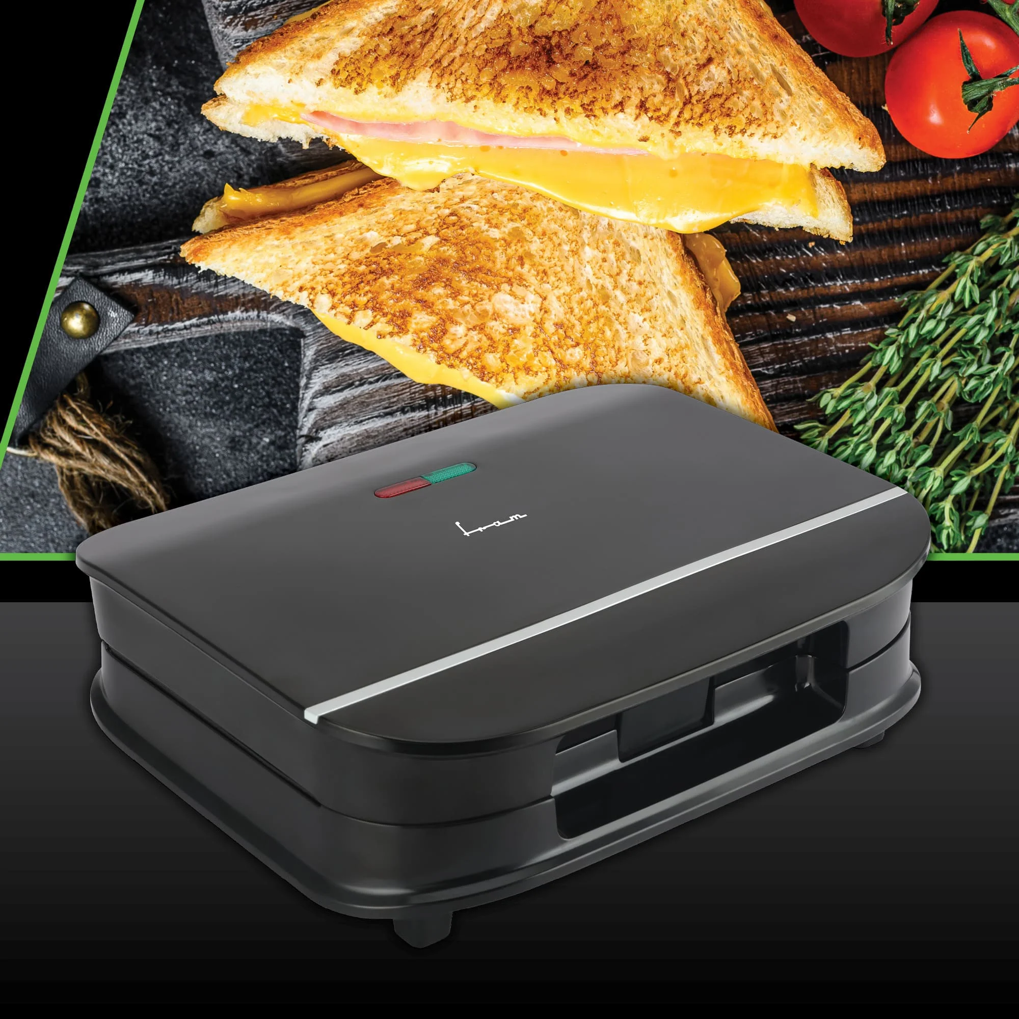 Electrocasnice & Climatizare - Sandwich maker Fram FSM-700BK, 700 W, Placi fixe triunghi, 2 sandwichuri Negru