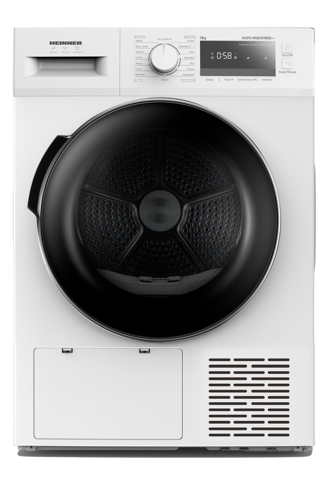 Masini de spalat - USCATOR DE RUFE CU POMPA DE CALDURA HEINNER HHPD-M9G5PBKD++, CAPACITATE INCARCARE 9KG, CLASA ENERGETICA D, 16 PROGRAME DE USCARE, DISPLAY DIGITAL
