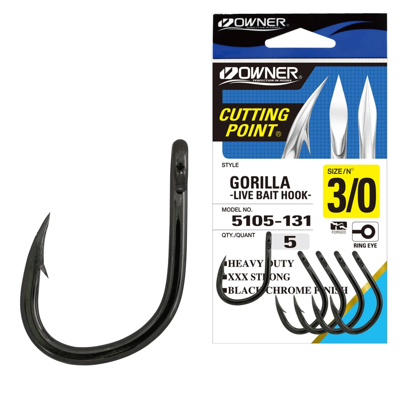 Carlig Owner 5105 Cut Gorilla Live Bait Hook Cutting Point No.4 [1]