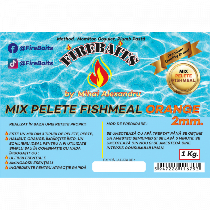 Mix Pelete Fire Baits Fishmeal - Orange 2mm 1kg [2]