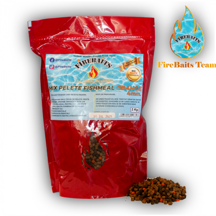 Mix Pelete Fire Baits Fishmeal - Orange 4mm 1kg [1]